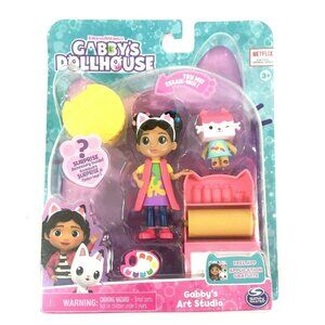 Gabbys Dollhouse Art Studio Playset Gabby Doll And Baby Box Cat 6 Piece Set